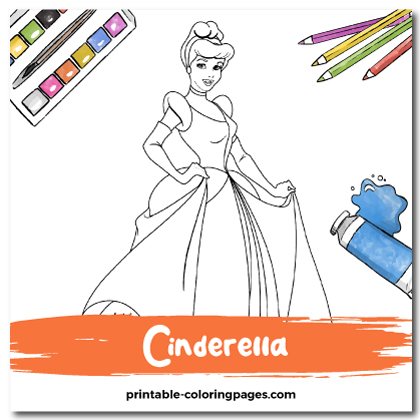 Cinderella Coloring Page, Cinderella Printable Coloring Page
