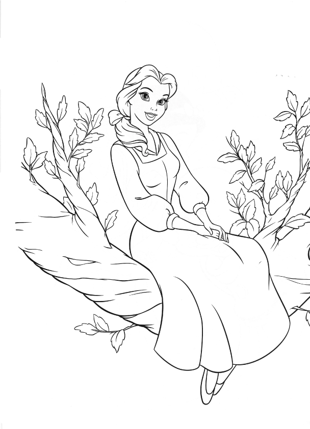 Belle Sitting on Branch Coloring Page