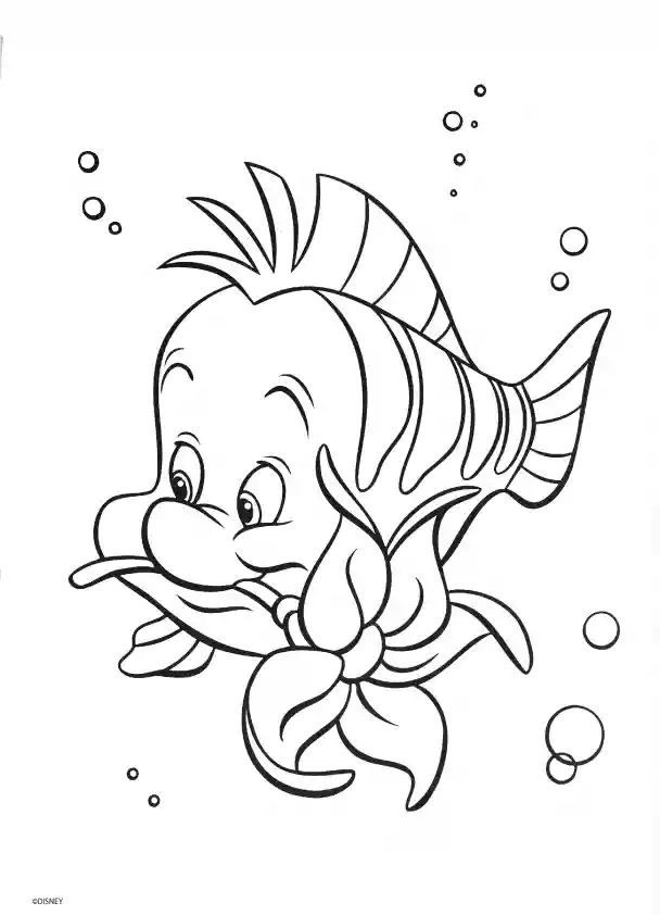 Flounder with Flower Coloring Page