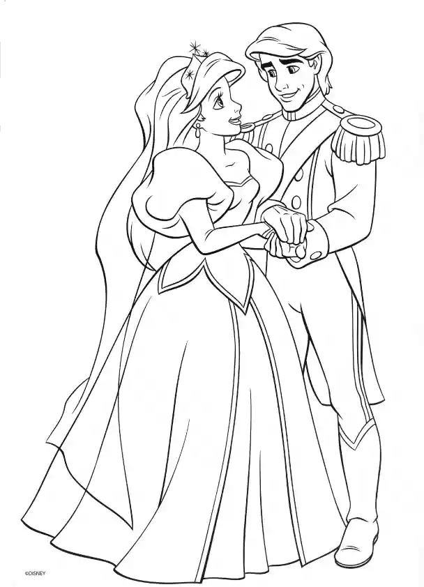 Ariel And Erick Coloring Pages