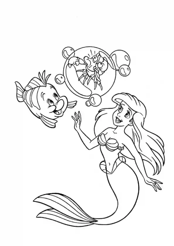 Ariel Flounder Sebastian Coloring Page