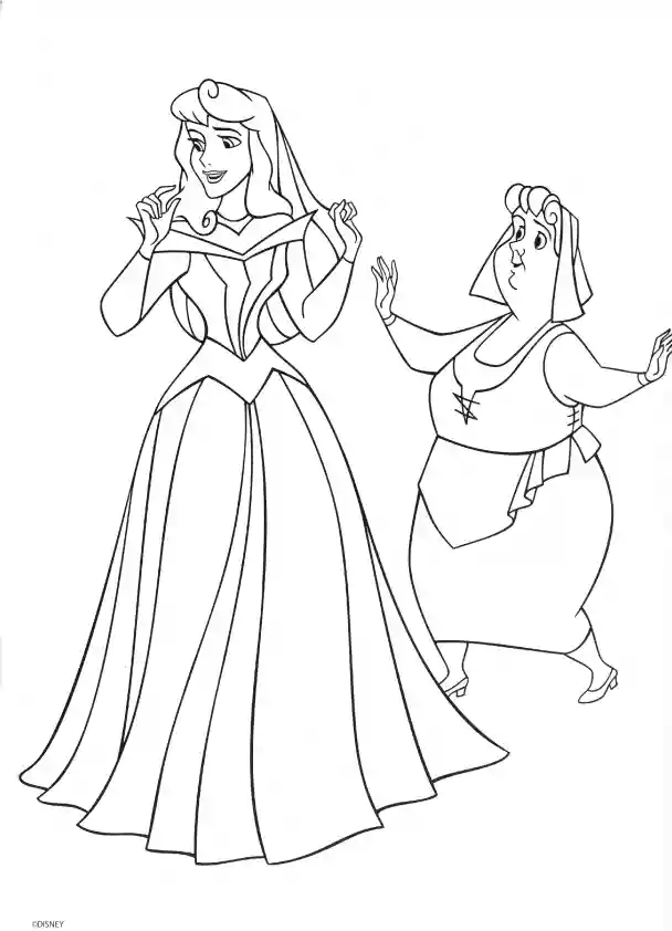 Aurora and Flora Coloring Page