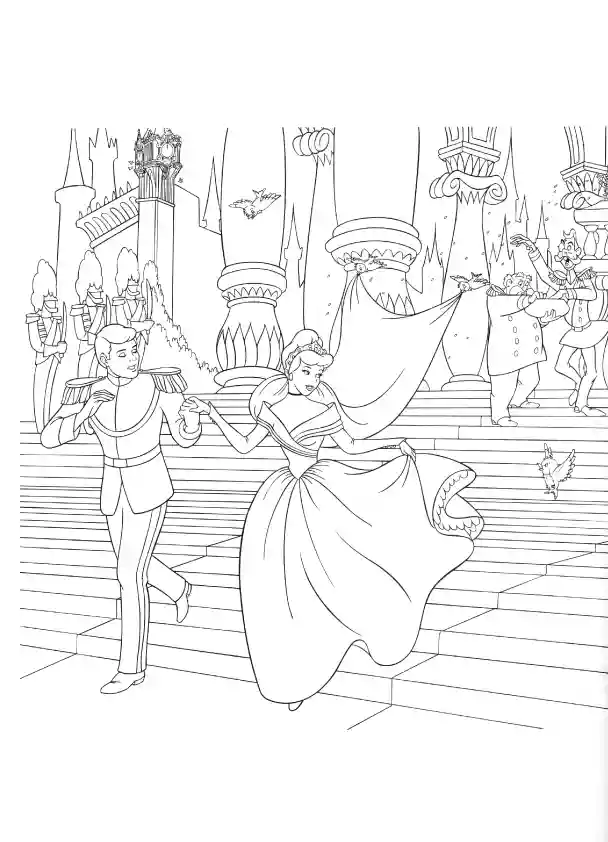 Cinderella Prince Charming Wedding Coloring Page