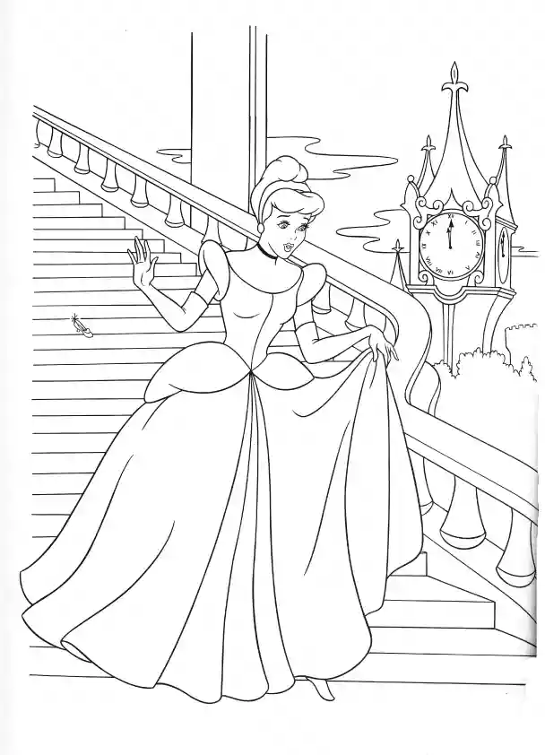 Cinderella Running Away Coloring Page