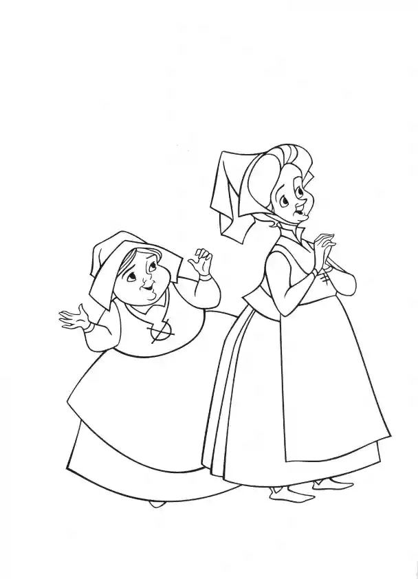 Fauna and Merryweather Coloring Page