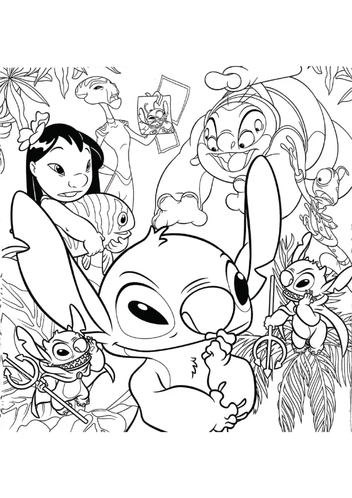 Lilo and Stitch in the Jungle Coloring Page