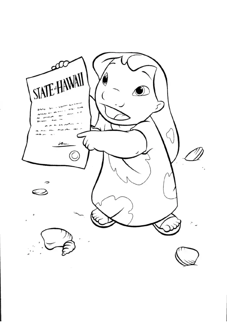 Lilo Proves That Stitch Belongs with Her Coloring Page
