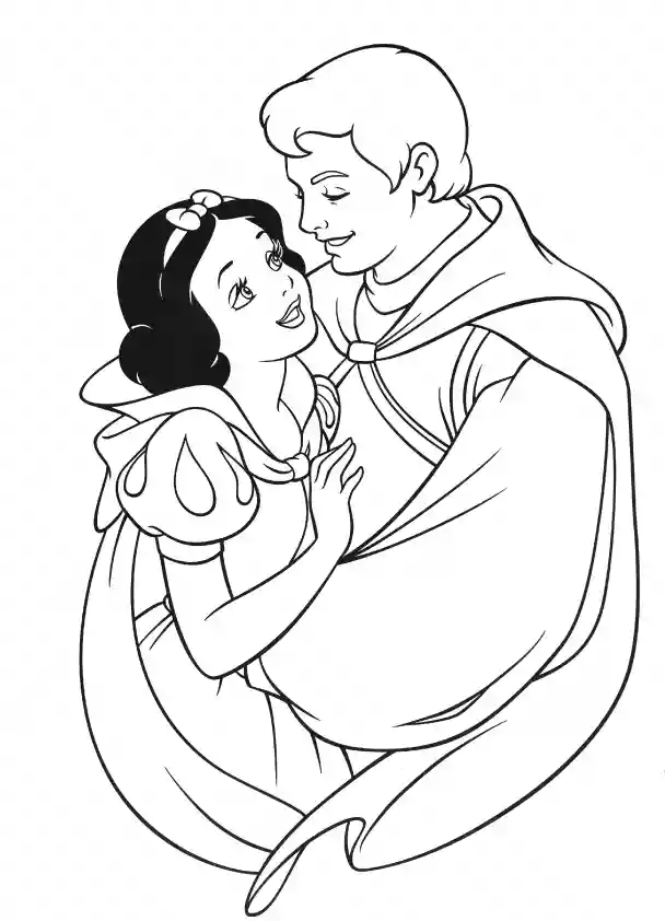Snow White and the Prince Coloring Page