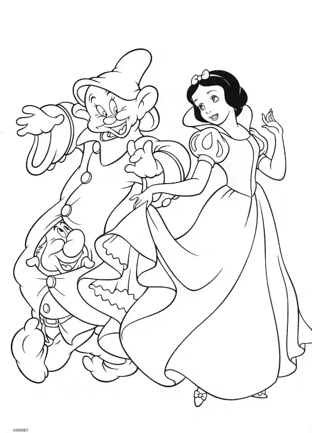 Snow White Dopey Bashful Coloring Page