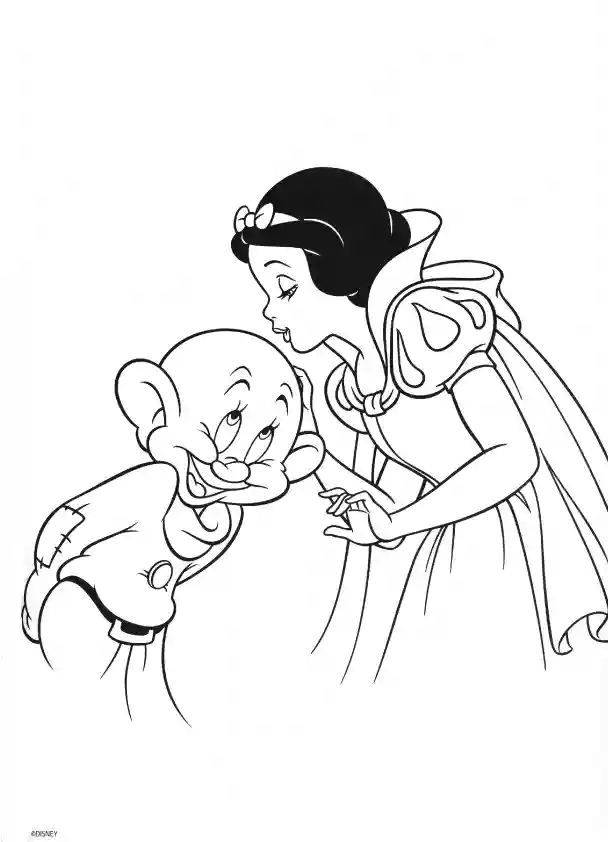 Snow White Kissing Dopey Coloring Page