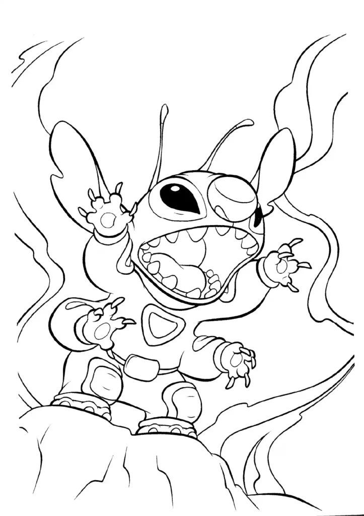 Stitch Crashes on Earth Coloring Page