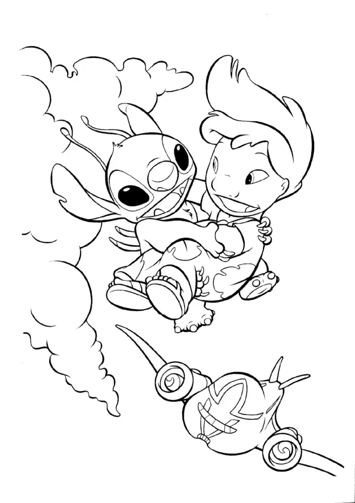 Stitch Saves Lilo Coloring Page