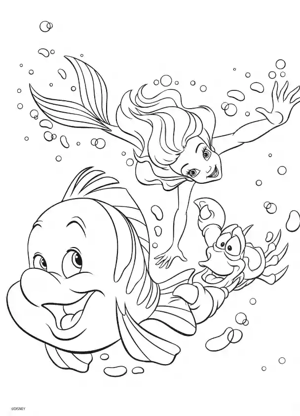 The Little Mermaid Sebastian Flounder Coloring Page