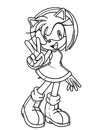 Amy Rose Peace Coloring Page