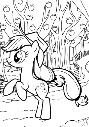 Applejack Apple Tree Coloring Page