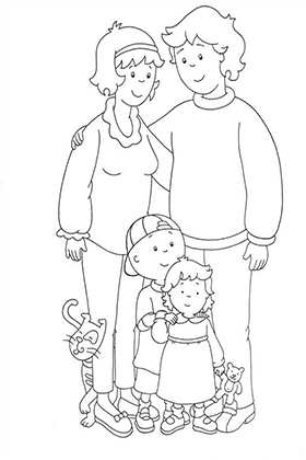 Caillou Family Portrait Coloring Page