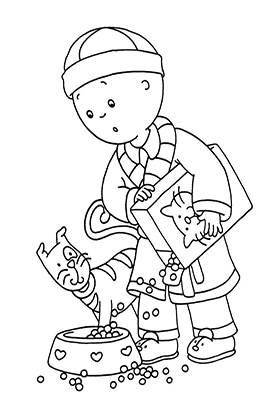 Caillou Feeding Gilbert Coloring Page