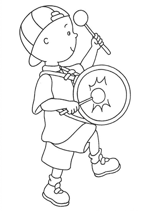 Caillou Playing Drum Coloring Page