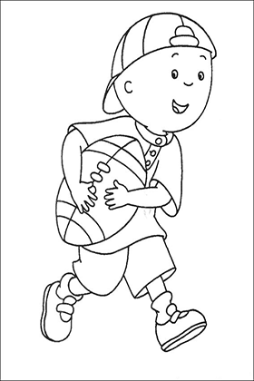 Caillou Playing Football Coloring Page