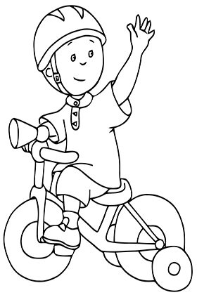 Caillou Riding Bicycle Coloring Page