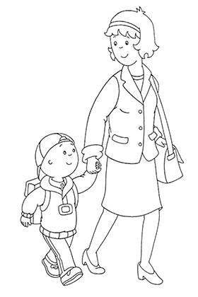 Caillou and Mommy Coloring Page