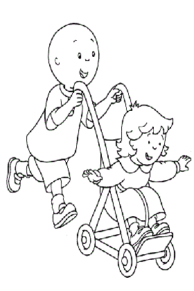Caillou and Rosie Stroller Coloring Page