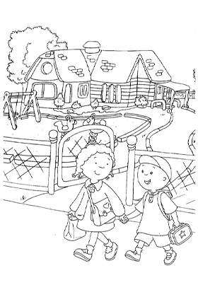 Clementine and Caillou Coloring Page
