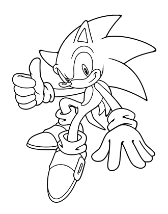Sonic Happy Thumbs Up Coloring Page