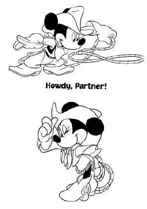 Mickey Minnie Cowboy Coloring Page
