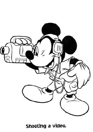 Mickey Shooting Video Coloring Page