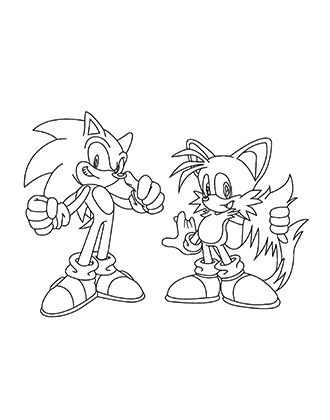 Miles Tails Prowers and Sonic Coloring Page