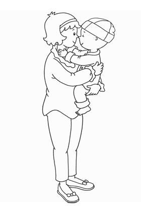 Mother and Caillou Coloring Page