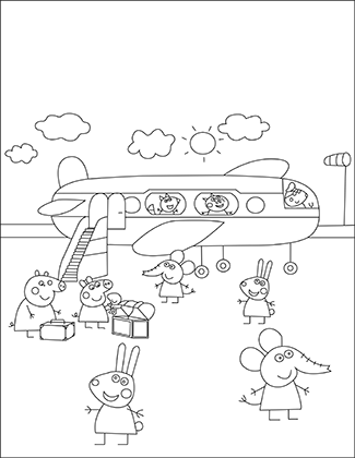 Peppa Pig Airport Coloring Page