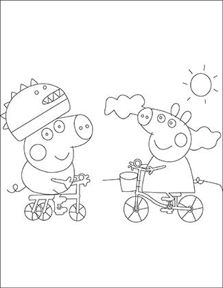 Peppa Pig Bicycle Coloring Page