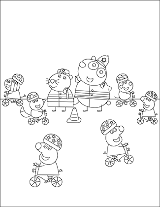 Peppa Pig Bicycle Race Coloring Page