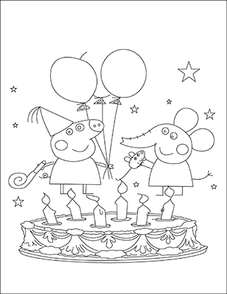 Peppa Pig Birtday Coloring Page