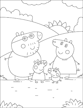 Peppa Pig Family Coloring Page