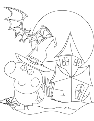 Peppa Pig Halloween Coloring Page
