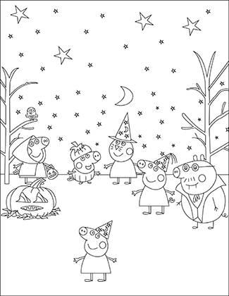 Peppa Pig Halloween Pumpkin Coloring Page