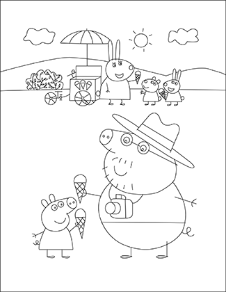 Peppa Pig Ice Cream Time Coloring Page