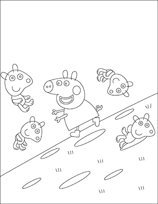 Peppa Pig Puddle Coloring Page
