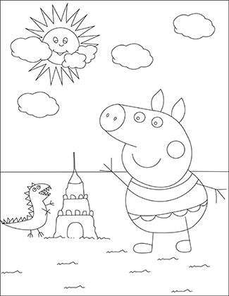 Peppa Pig Summer Coloring Page