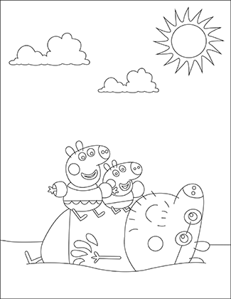 Peppa Pig Swimming Coloring Page