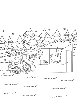 Peppa Pig Winter Snow Coloring Page