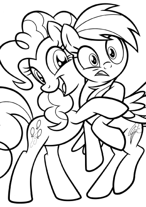 Pinkie Pie Hugging Rainbow Dash Coloring Page