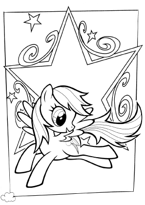 Rainbow Dash Star Coloring Page