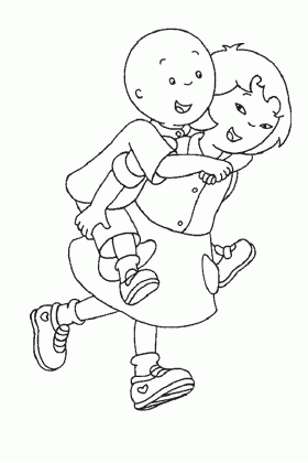 Sarah Carring Caillou Coloring Pages