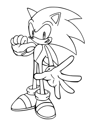 Sonic Pointing Self Coloring Page