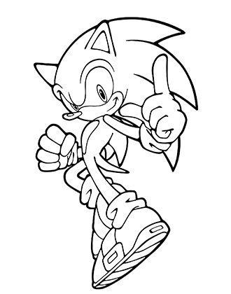 Sonic Pointing Up Coloring Page