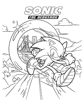 Sonic Running City Coloring Page